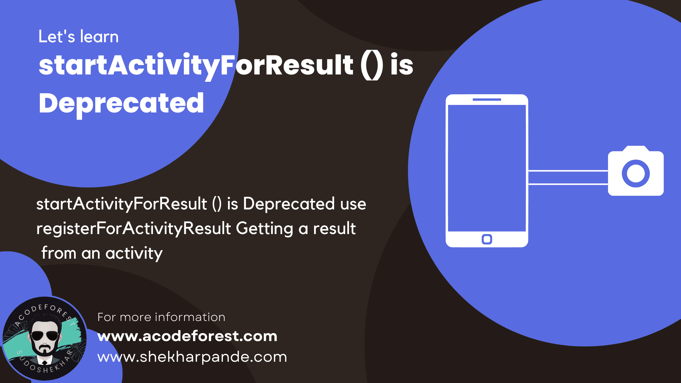 startActivityForResult () is Deprecated
use registerForActivityResult Getting a result from an activity